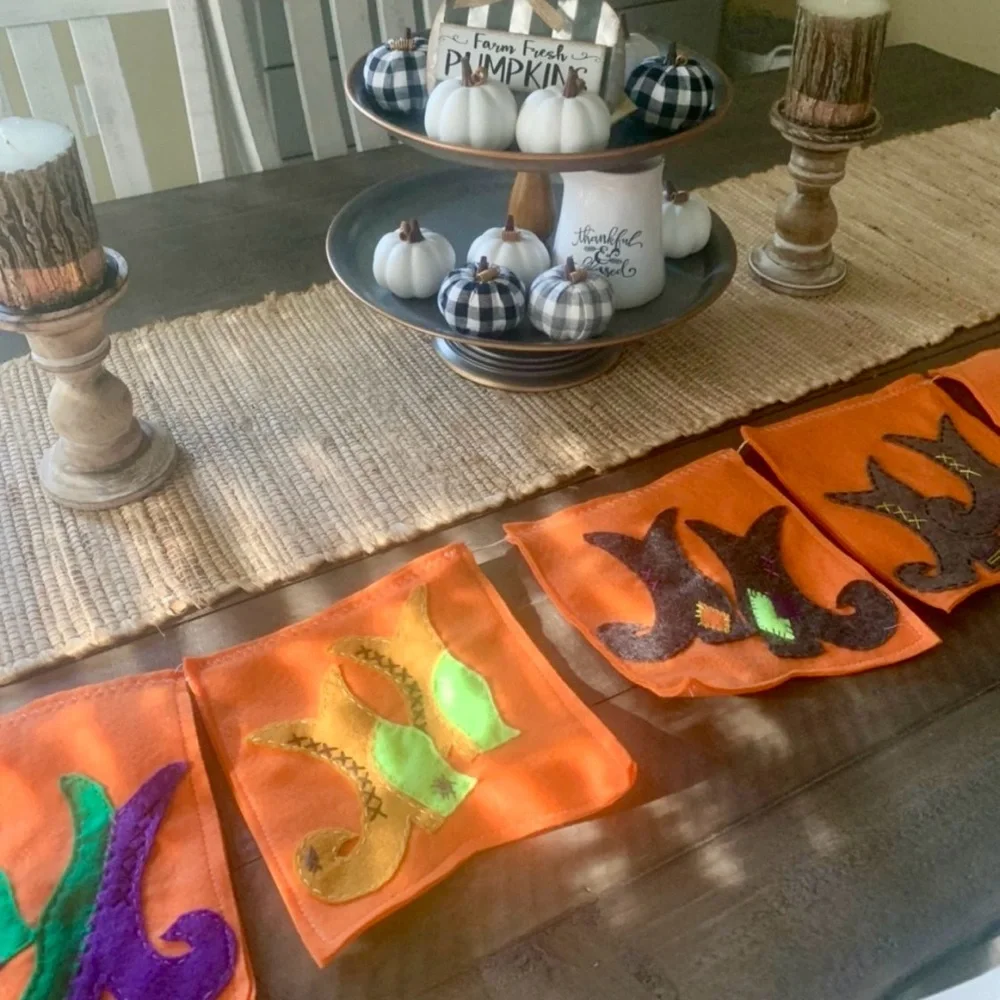 Halloween witches boots felt banner / Halloween decor